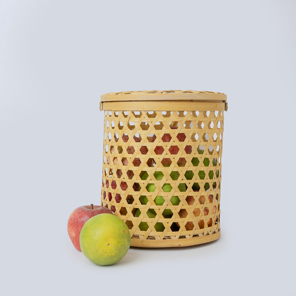 ANGAMI - Cane Storage Basket with Lid