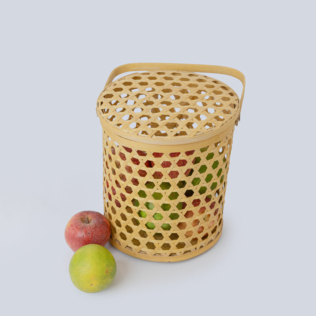 ANGAMI - Cane Storage Basket with Lid