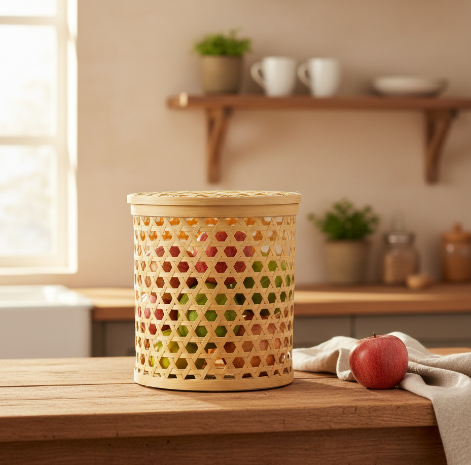 ANGAMI - Cane Storage Basket with Lid